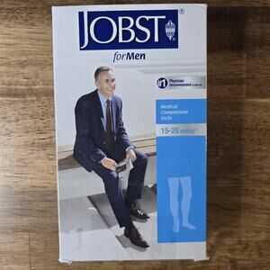JOBST‎ for Men Compression Socks 15-20 mmHg Med Thigh High CT Khaki NEW Open Box